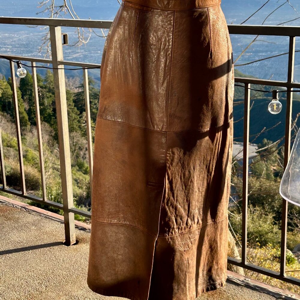 BANANA REPUBLIC Buttersoft Vintage Leather Pencil Skirt, Sz 6 w/ Tiny Flaws